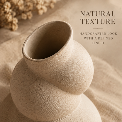 Top view of the ceramic bubble vase showing its angled opening and textured rounded shoulder